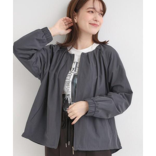 ブルゾン アウター ノーカラータックデザインメモリーブルゾン レディース