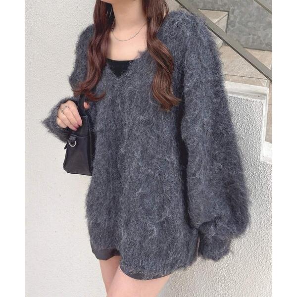 ニット セーター 「INGNI 　SOELA」ミックスシャギーVネックニット／WEB限定 レディース