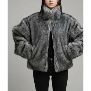 ブルゾン アウター フェイクファーダブルジップジャケット レディース