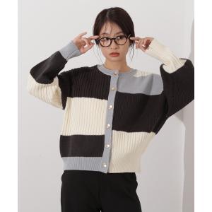 カーディガン カラーブロッキングカーディガン レディース