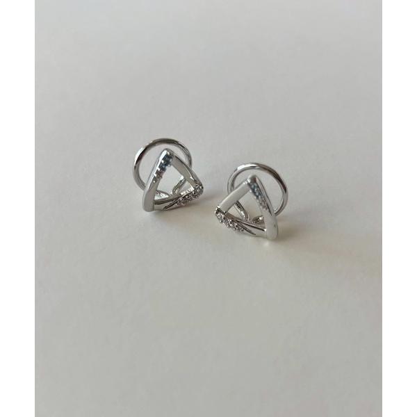イヤリング トライアングルキュービックサークルイヤリング レディース