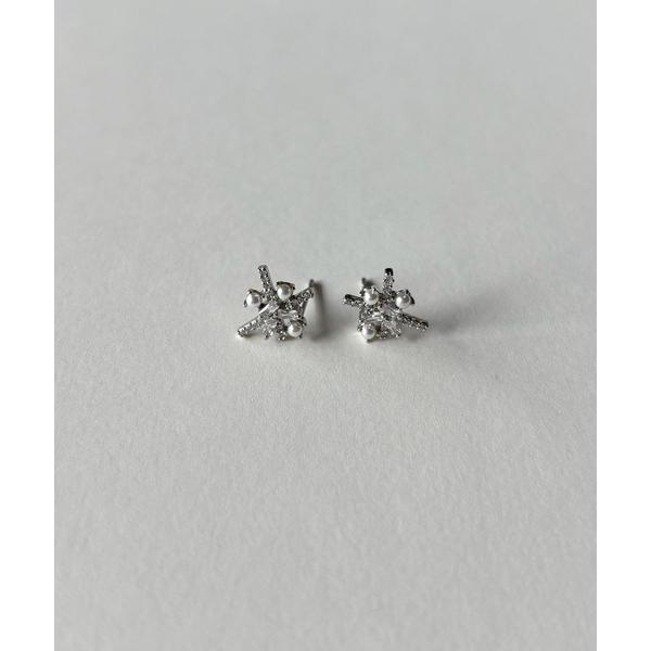 ピアス キュービッククロスパールピアス レディース