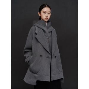 フードレイヤードミドルコート レディース