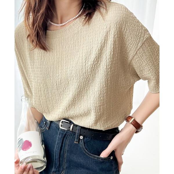 「Java」 半袖カットソー LARGE グレイッシュベージュ レディース