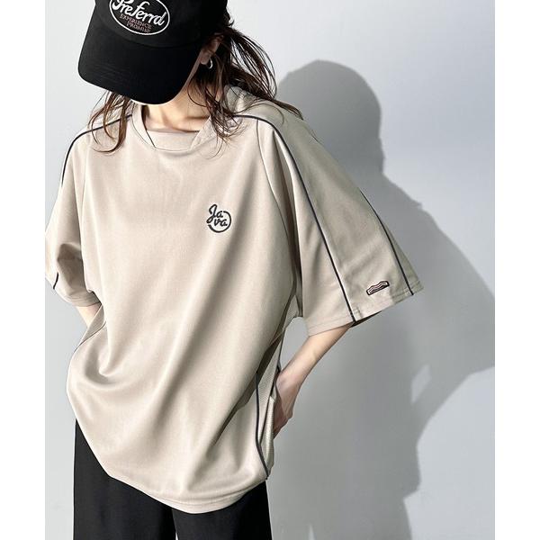 「Java」 半袖カットソー X-LARGE グレイッシュベージュ レディース