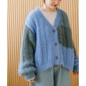 カーディガン カラーブロックカーディガン レディース