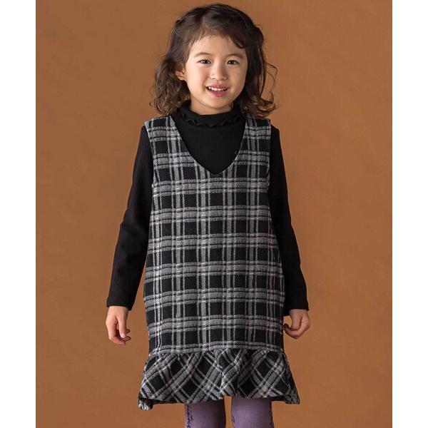 ジャンパースカート 「店舗限定」チェックデニムジャンパースカート(95~150cm) キッズ 子供服...