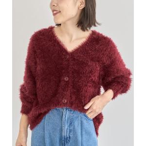 カーディガン シャギーVネックカーディガン レディース