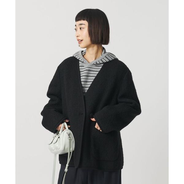 ジャケット ノーカラージャケット シャギー ノーカラージャケットコート レディース