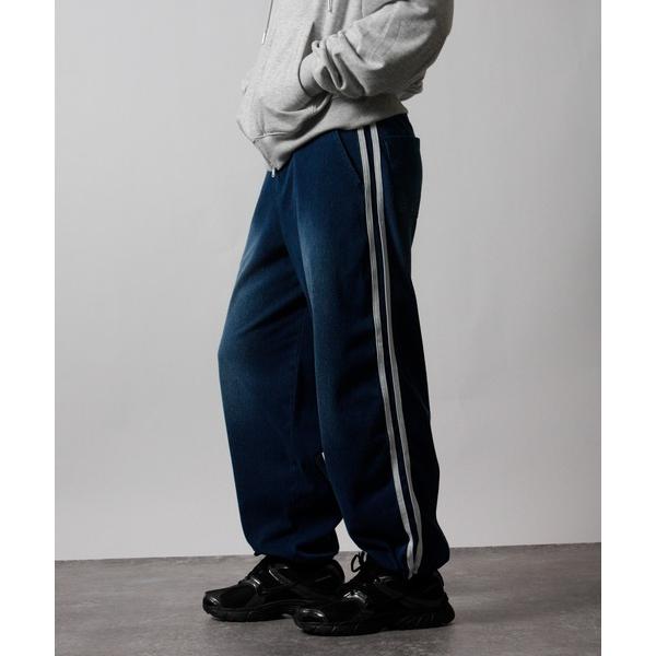 ジーンズ 「Nylaus」ヴィンテージ ストレッチ デニムワイドパンツ イージーパンツ デニムスウェ...