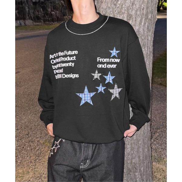 tシャツ ラインストーンチェックアップリケトップス メンズ レディース