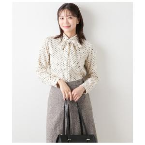 ブラウス シャツ アムンゼンドットプリント 長袖ボウタイブラウス レディース