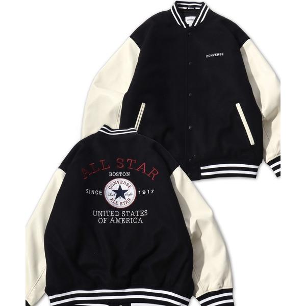 スタジャン 2025AW CONVERSE /コンバース  メルトンウール/デニム  袖フェイクレザ...