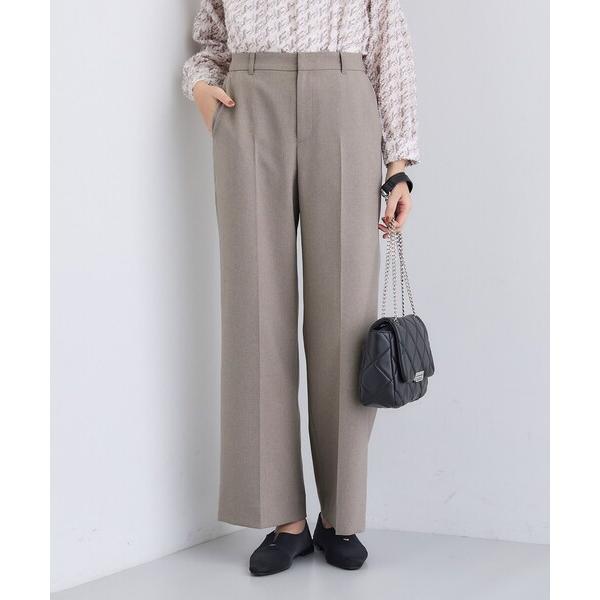 スラックス パンツ 「洗える／通勤／スーツ」メランジストレッチ ワイドパンツ レディース