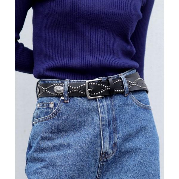 ベルト ヴィンテージ スタッズ ウエスタン PUレザーベルト レディース メンズ