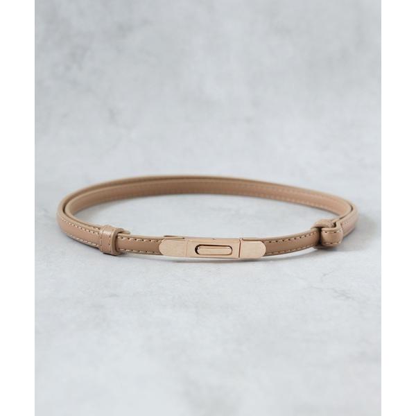 ベルト 「穴なし・牛革」 ワンタッチ 細め レザーベルト レディース