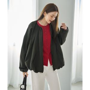 ブルゾン アウター タフタ調シワ加工バルーンブルゾン レディース