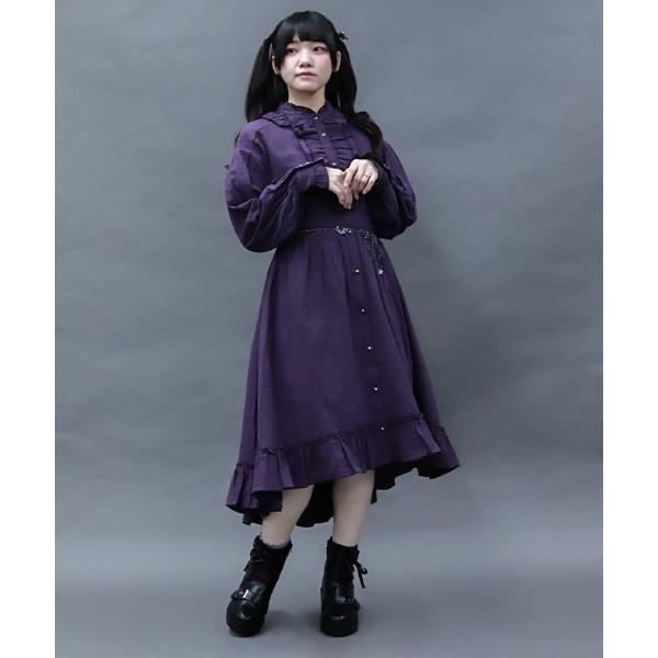 ワンピース ガーゼフリルシャツワンピース