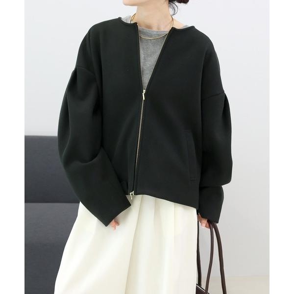 ブルゾン アウター フェイクウールノーカラーダブルジップブルゾン レディース