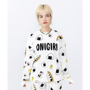 トレーナー スウェット フード総柄スウェット(ONIGIRI) レディース メンズ