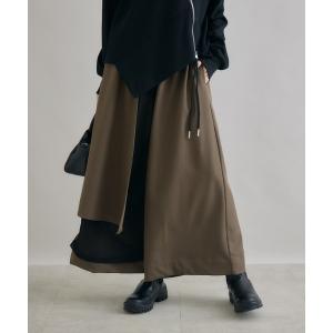 パンツ アシメ異素材レイヤードパンツ レディース