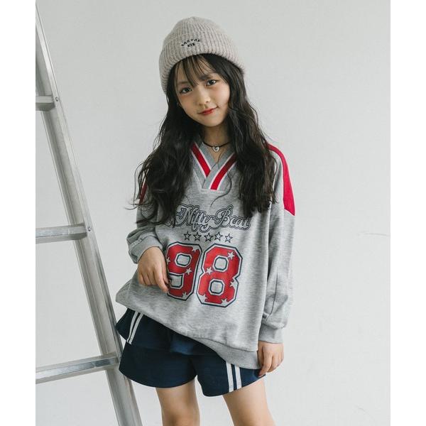 トレーナー 「U.TRACK/ユードットトラック」オーバーサイズVネックロゴトップス キッズ 子供服...