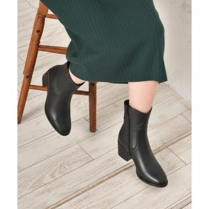 ブーツ 「ALPHA CUBIC」本革 チャンキーヒールウエスタンブーツ レディース