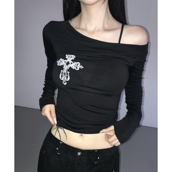tシャツ say cross unbal crop top レディース