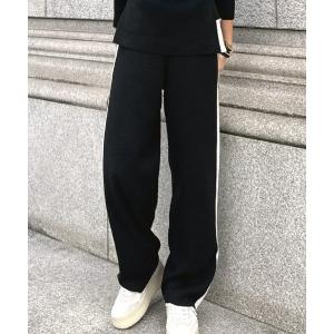 パンツ ウールサイドラインニットパンツ レディース