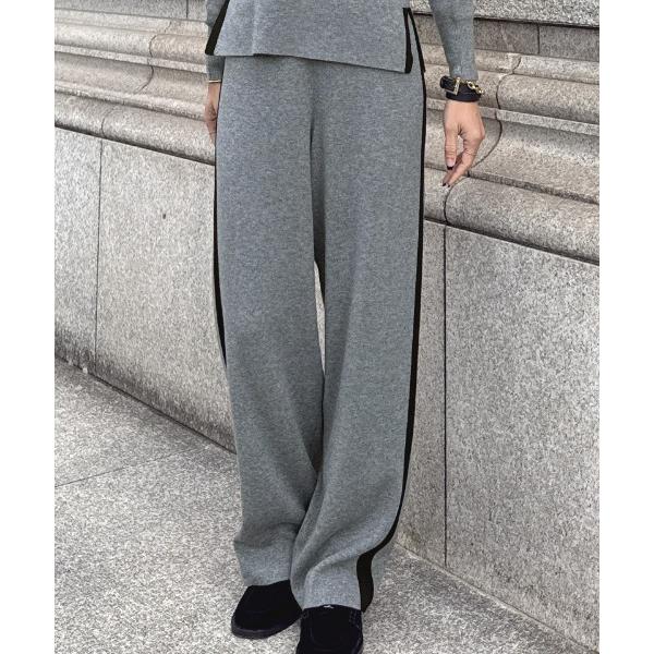 パンツ ウールサイドラインニットパンツ レディース