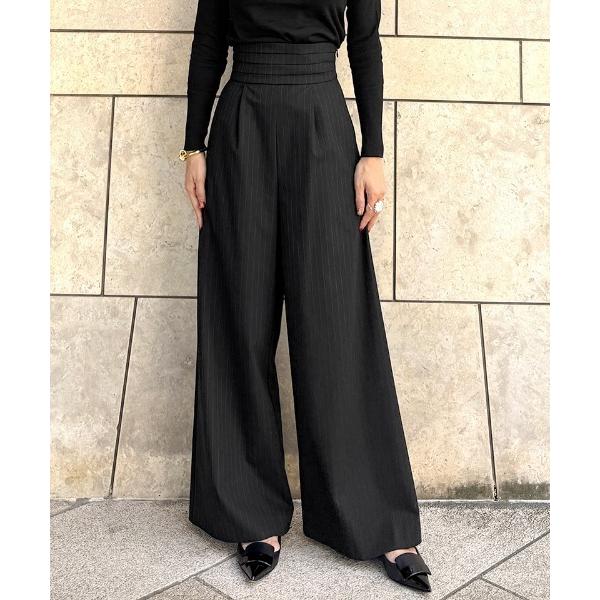 パンツ ピンストライプカマーベルトパンツ レディース