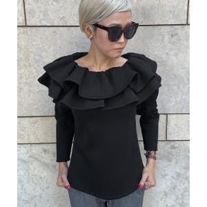 日本製ギャザーフリルトレーナー レディース