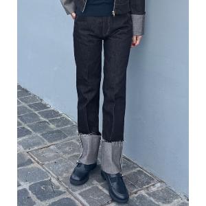 パンツ 美脚ロールアップデニムパンツ レディース