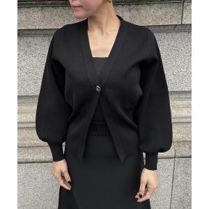 カーディガン トップボタン立体カーディガン レディース