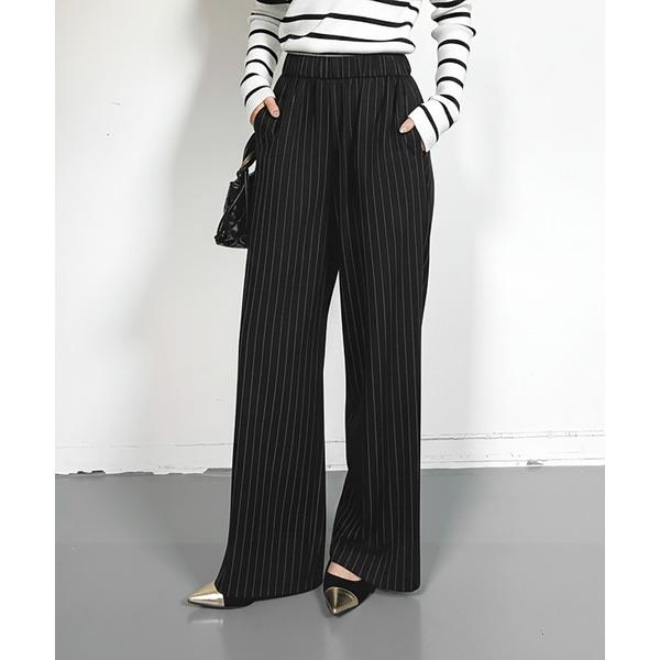 パンツ ストライプワイドパンツ レディース