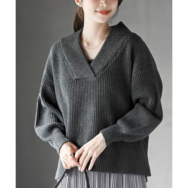 ニット セーター ショールカラーニットプルオーバー レディース