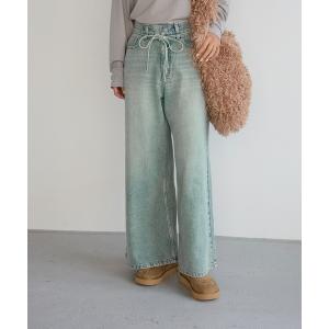 ワイドパンツ ジーンズ デニム デニムパンツ ベルテッドバギーデニム レディース