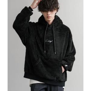 パーカー KANGOL カンゴール 別注コラボ ロゴ刺繍シャギーボアフリースプルオーバーパーカー メンズ レディース