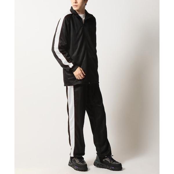 パジャマ 上下セット サイドライン ジャガードストライプ ジャージ /アクティブウェア スポーツウェ...