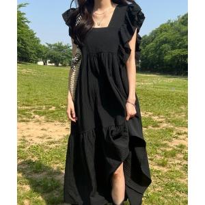 「N.s」 半袖ワンピース FREE ブラック レディース