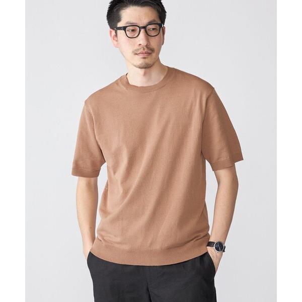 「SHIPS」 半袖ニット MEDIUM キャメル メンズ