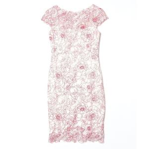 「Tadashi Shoji  」 レースノースリーブワンピース 2 レッド レディース