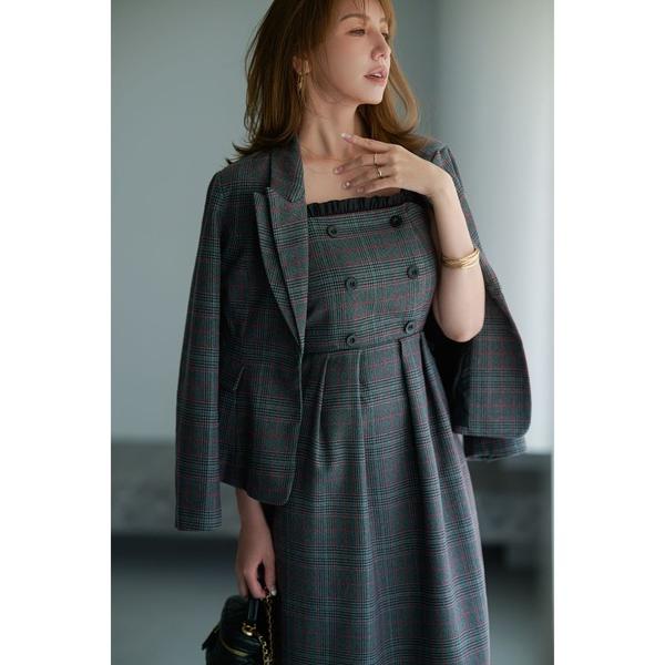 ジャケット テーラードジャケット 「美香さんコラボ」二重衿チェックジャケット レディース