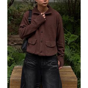 カーディガン カラーネップニットカーディガン メンズ レディース