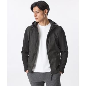 パーカー ツイードプリントポリエステルスエードパーカ メンズ