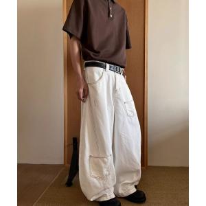 ジーンズ ワイドホワイトデニムパンツ メンズ