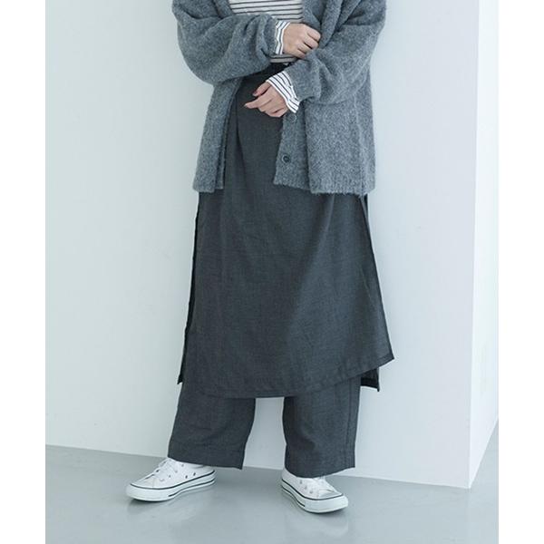 パンツ 「natural by clip」ツイードラップスカート付きパンツ「プチサイズあり」 レディ...