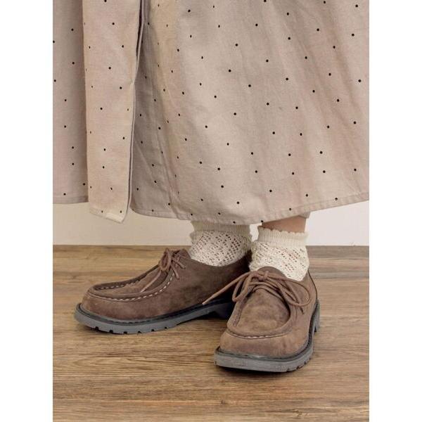 フォーマルシューズ フェイクスエードチロリアンシューズ レディース