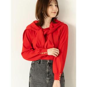 ニット セーター 袖口金釦クルーネックニット レディース