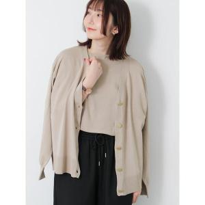 カーディガン 金釦Vネックリラックスカーディガン レディース